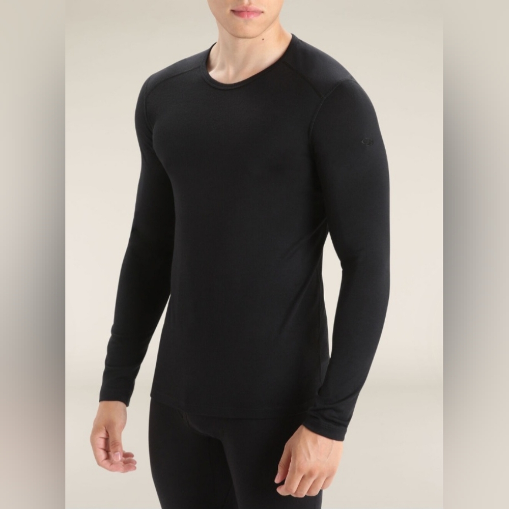 Icebreaker 200 Men's  Oasis Ls Crewe 100%  Merino Base Layer Black  Nwt
